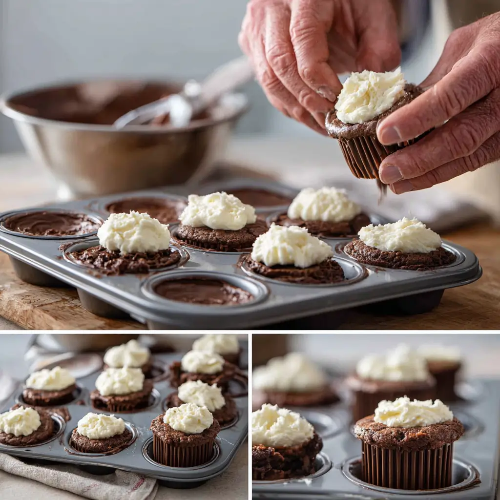 Cheesecake Stuffed Chocolate Cupcakes