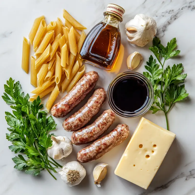 Sticky Honey Garlic Sausage Pasta Skillet