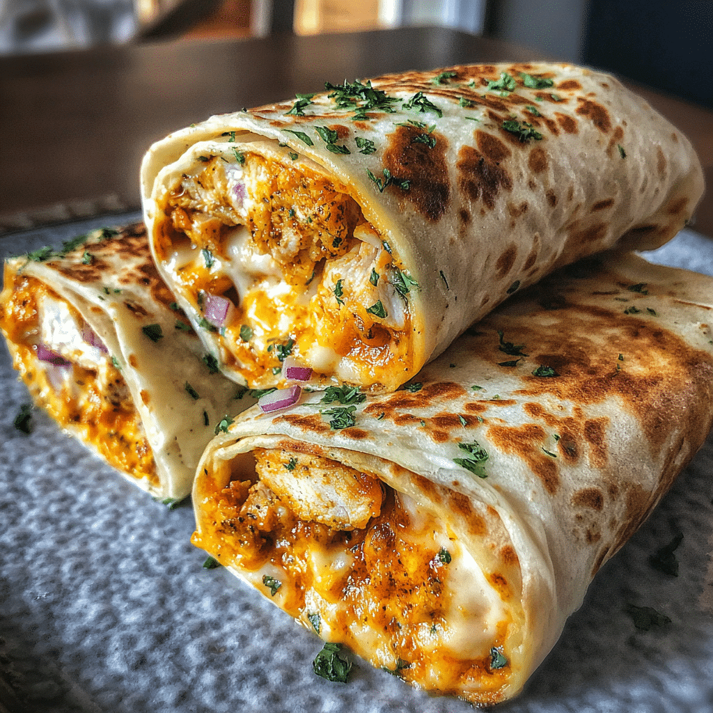 Cheesy Garlic Chicken Wraps