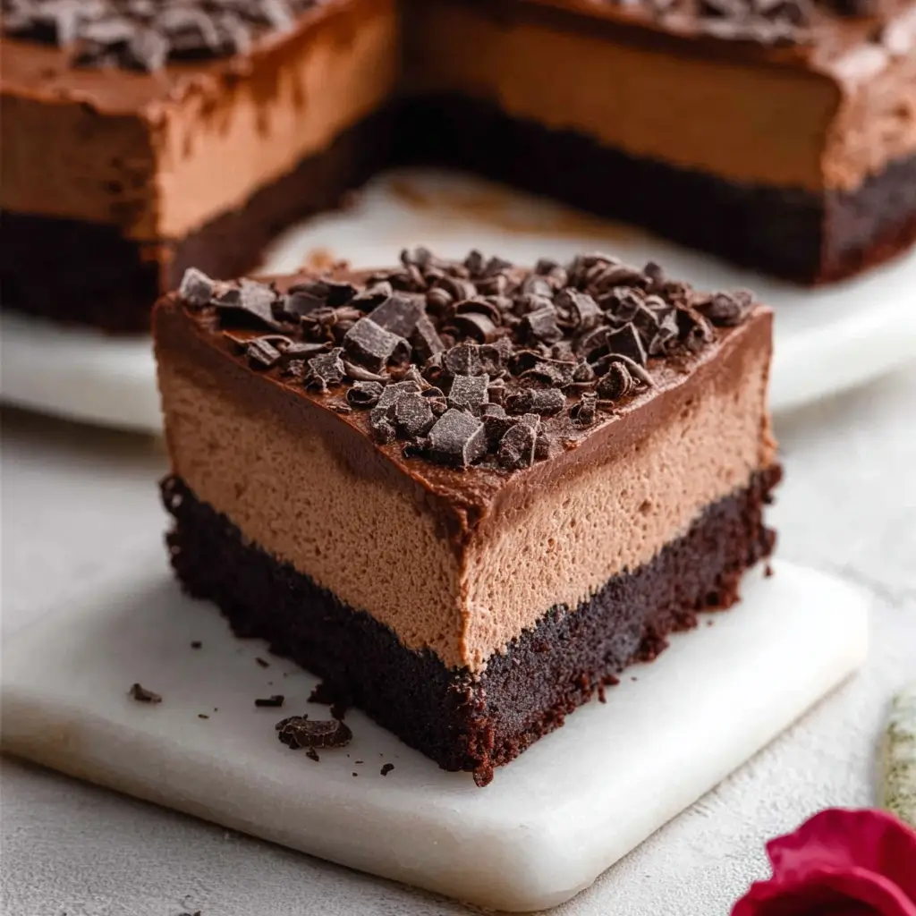 Layered Chocolate Mousse Brownies