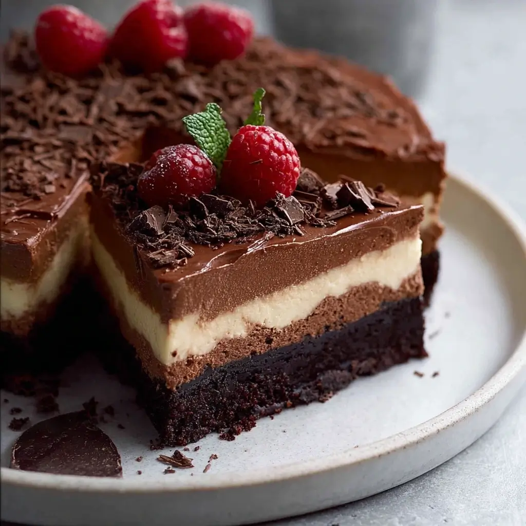 Layered Chocolate Mousse Brownies