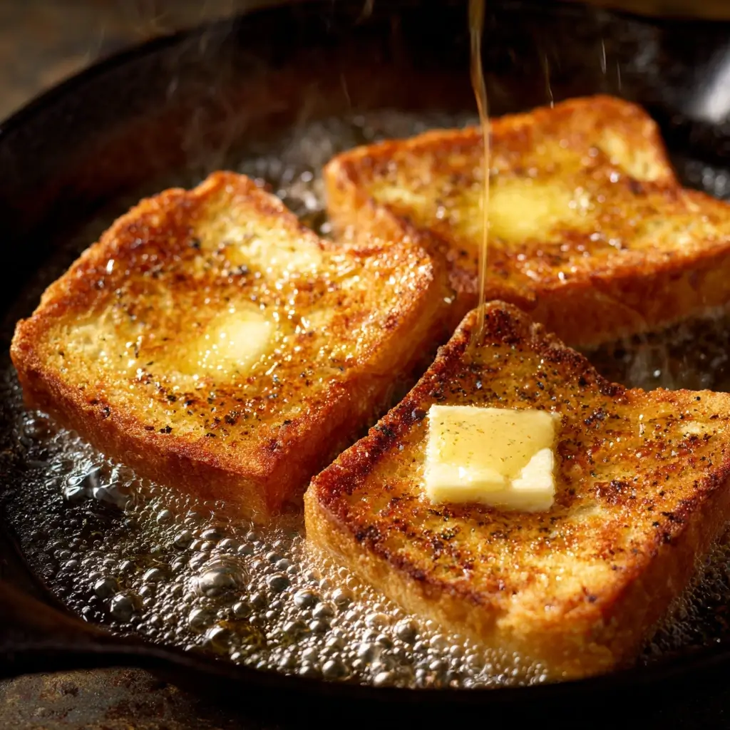 crispy toast and eggs breakfast plate