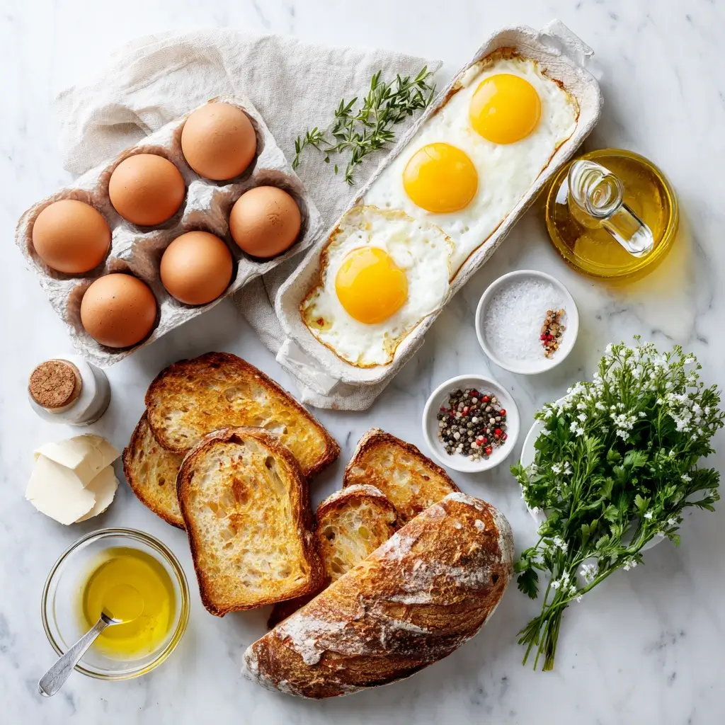 crispy toast and eggs breakfast plate