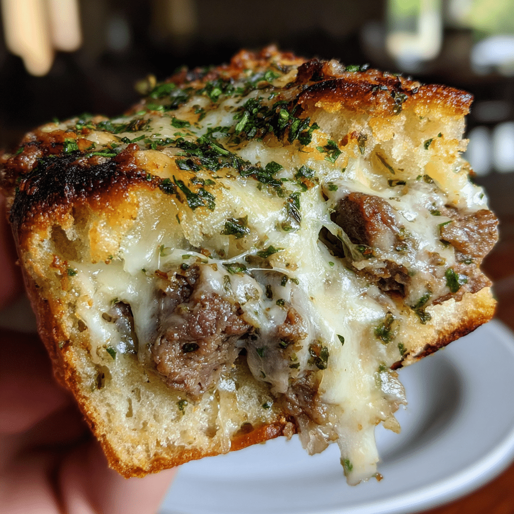 Cheesesteak-Stuffed Garlic Bread