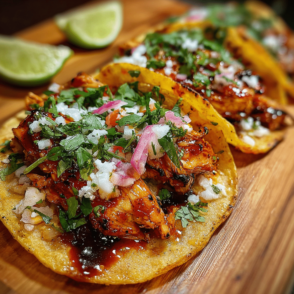 Garlic Butter Honey BBQ Chicken Tacos