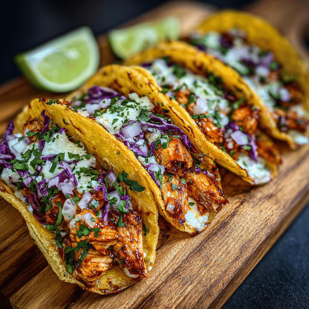 Garlic Butter Honey BBQ Chicken Tacos