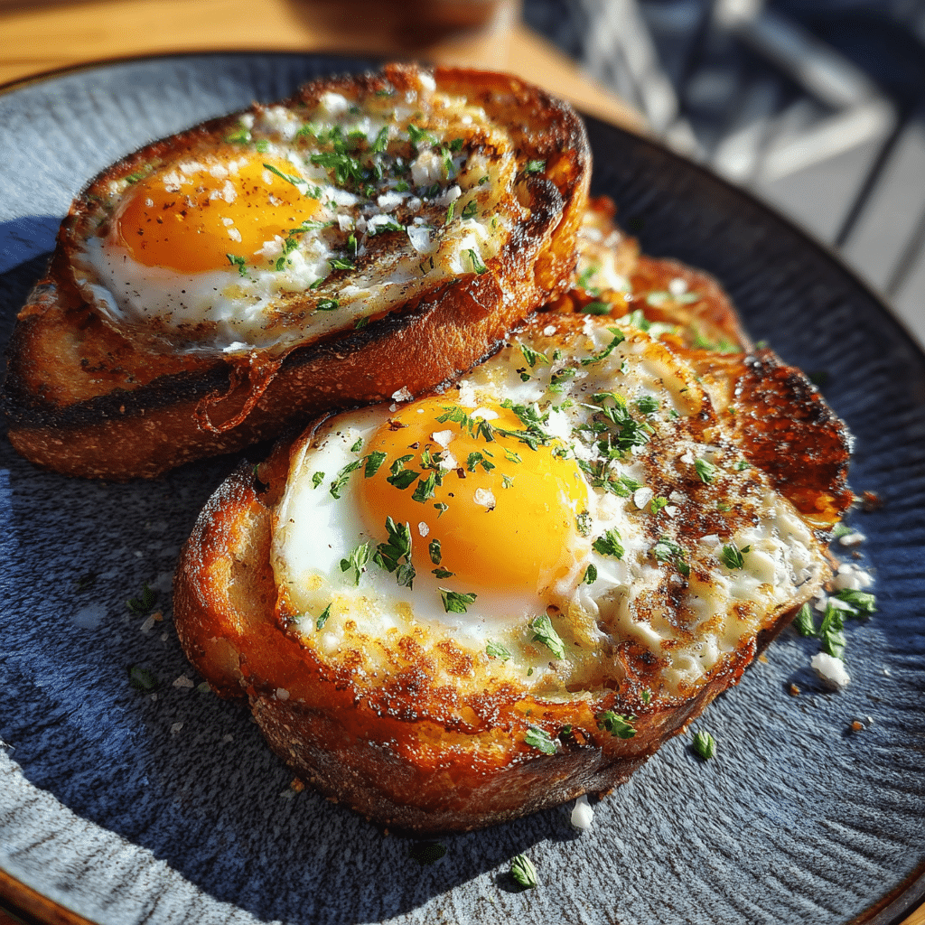 Crispy toast and eggs