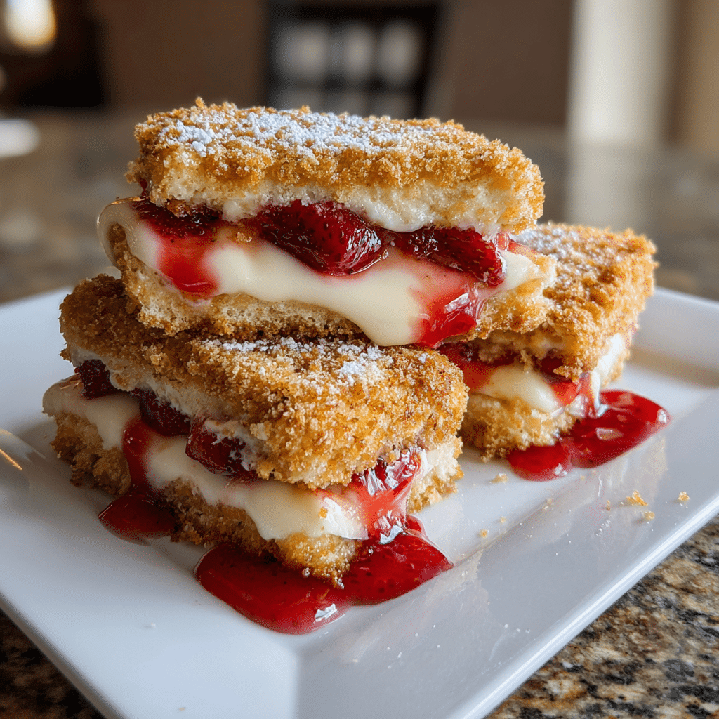 Fried Strawberry Cheesecake Sandwiches