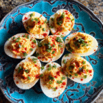 Spicy Chili Garlic Deviled Eggs