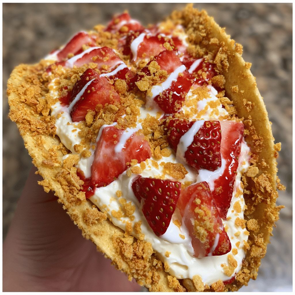 Strawberry Crunch Cheesecake Tacos