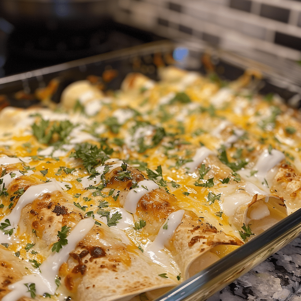 Chicken Enchiladas with Sour Cream White Sauce