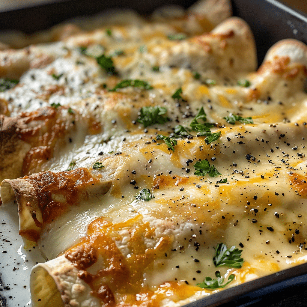 Chicken Enchiladas with Sour Cream White Sauce