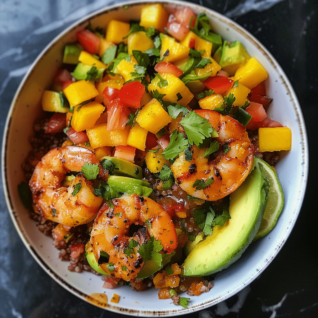 Shrimp and Avocado Bowls with Mango Salsa