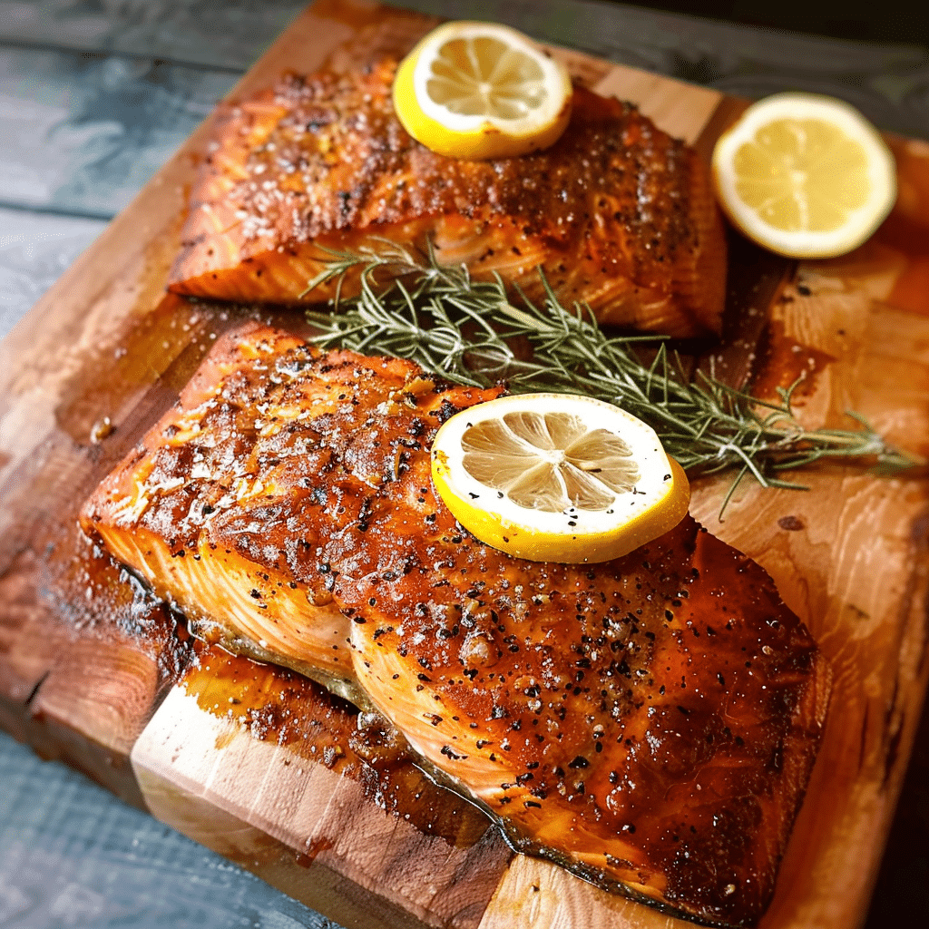 Cedar Plank Salmon delivers smoky