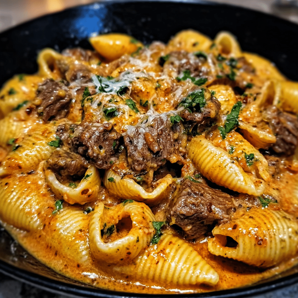 Creamy Paprika Steak Shells Rich