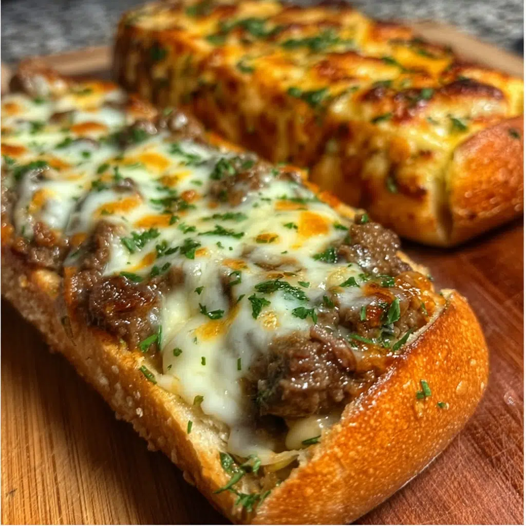 Cheesesteak-Stuffed Garlic Bread