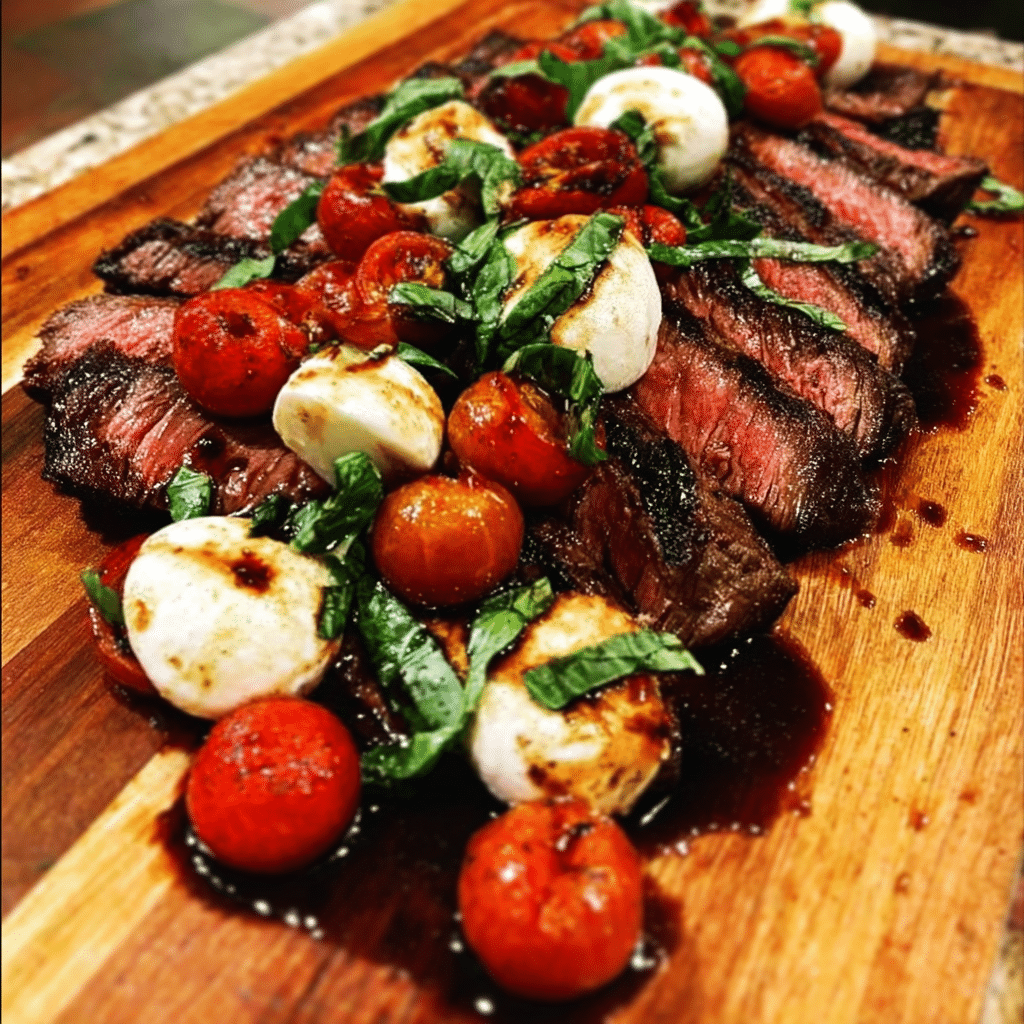 Balsamic Caprese Grilled Flank Steak