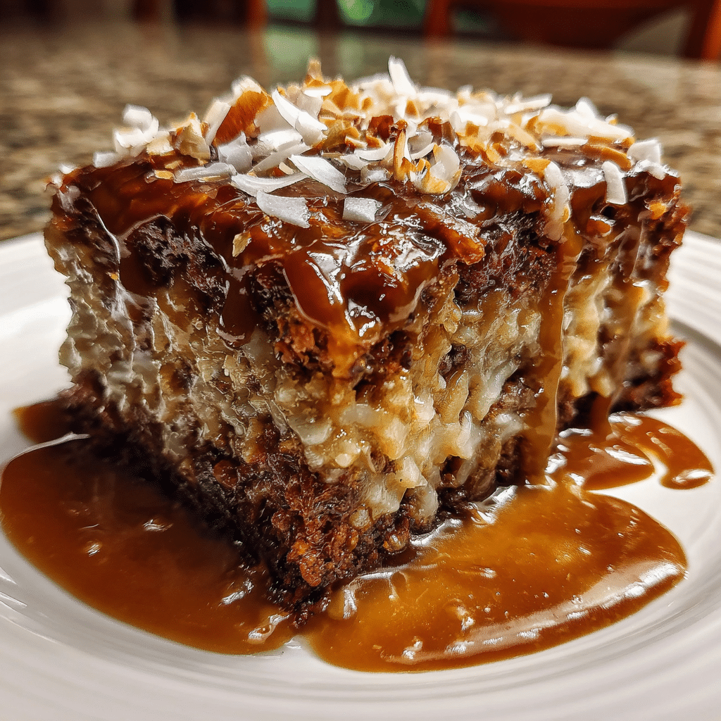 German Chocolate Poke Cake