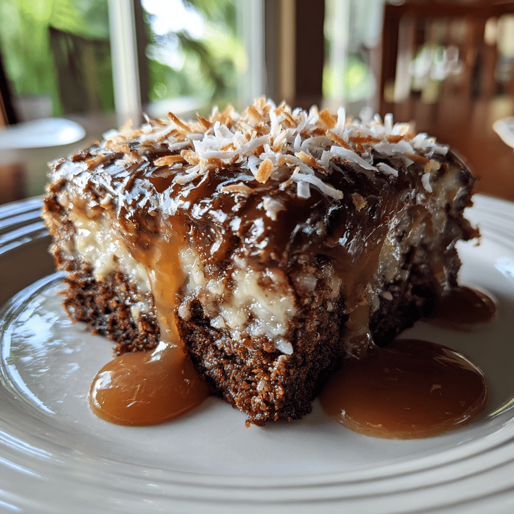 German Chocolate Poke Cake