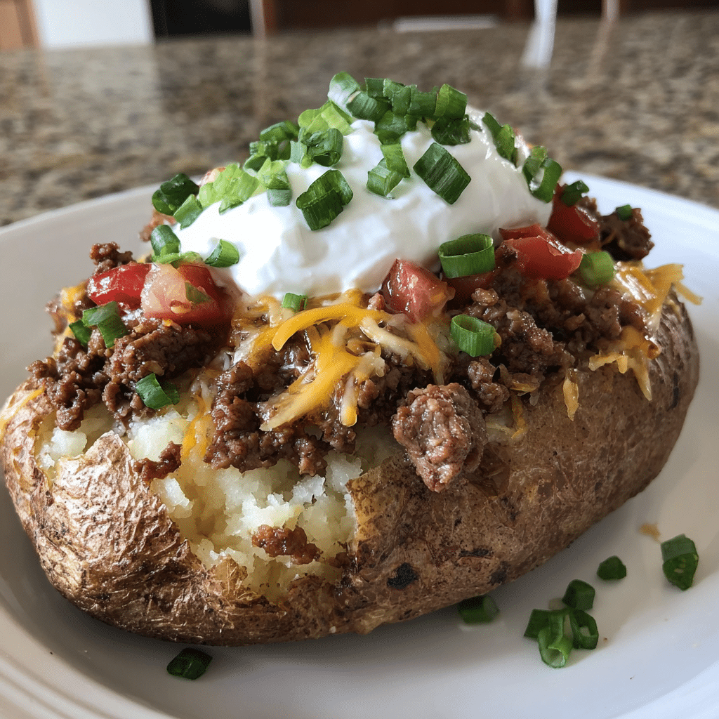 Loaded Baked Potato with beef