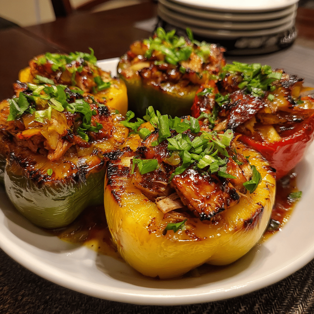 Teriyaki Pineapple Chicken Stuffed Peppers 