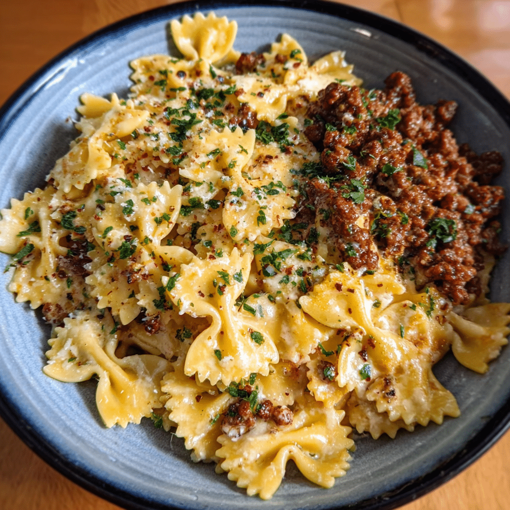 Cheesy bowtie pasta