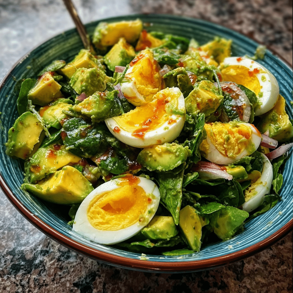 Avocado Egg and Spinach Salad