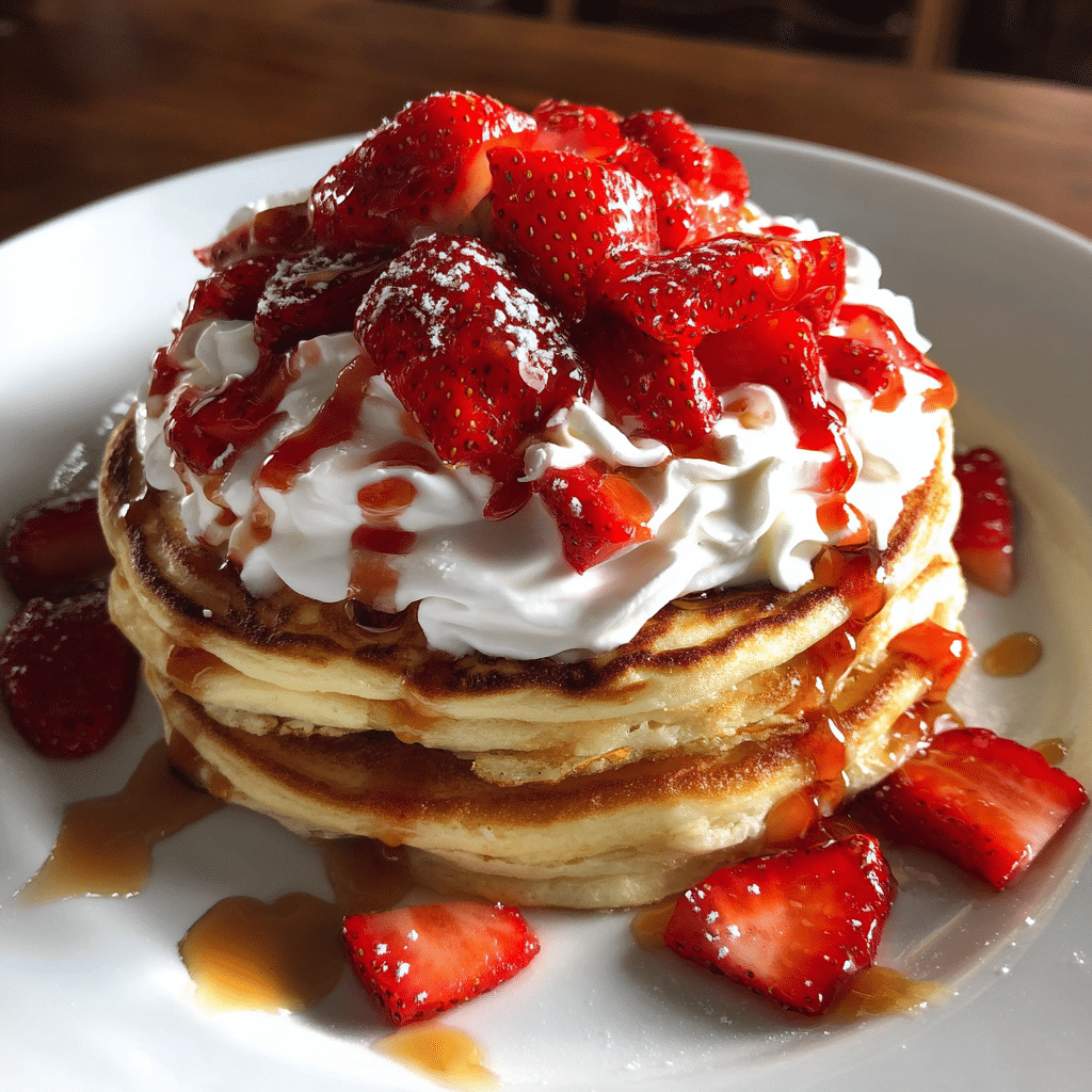 Fluffy Strawberry Cheesecake Pancakes