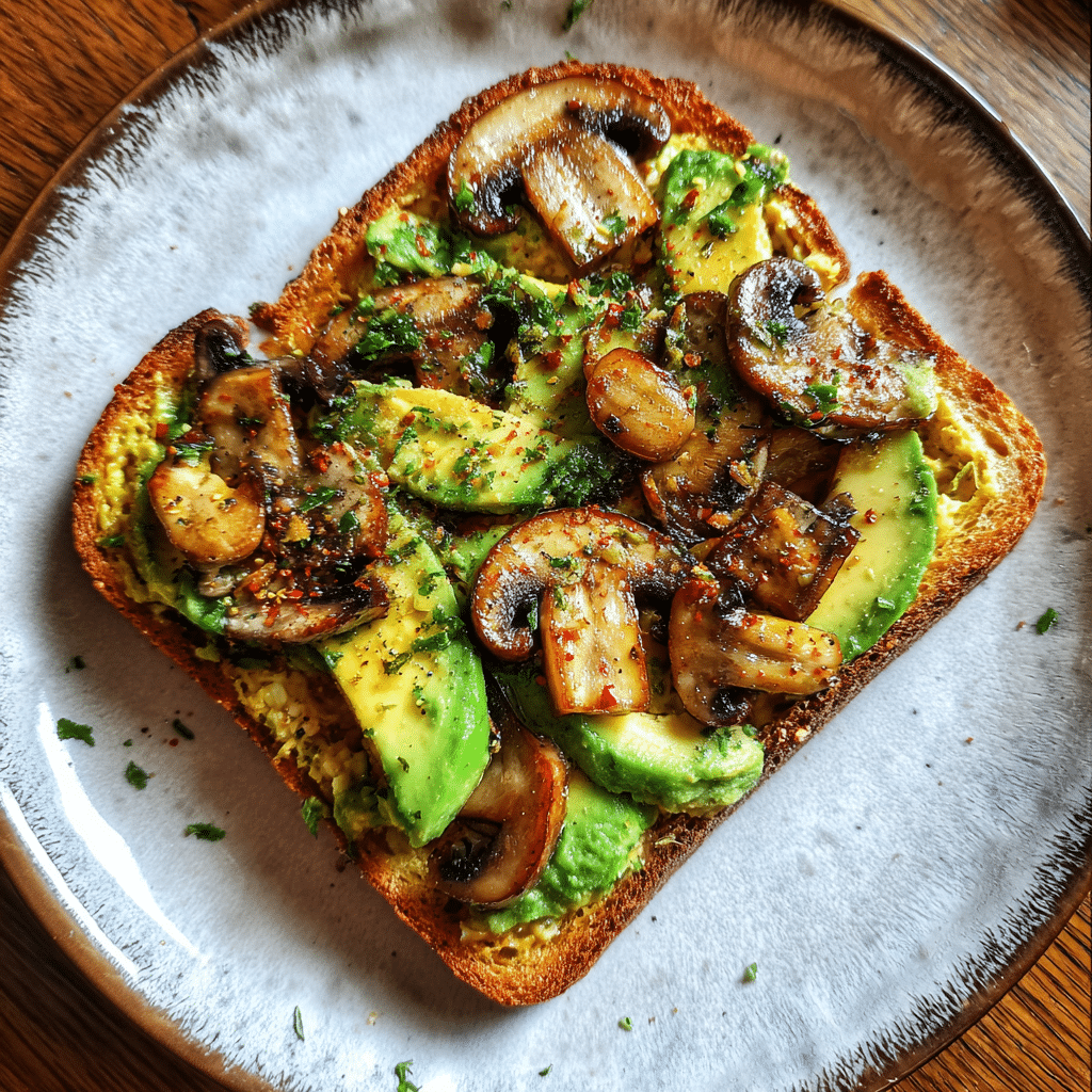 Avocado Garlicky Mushroom Toast