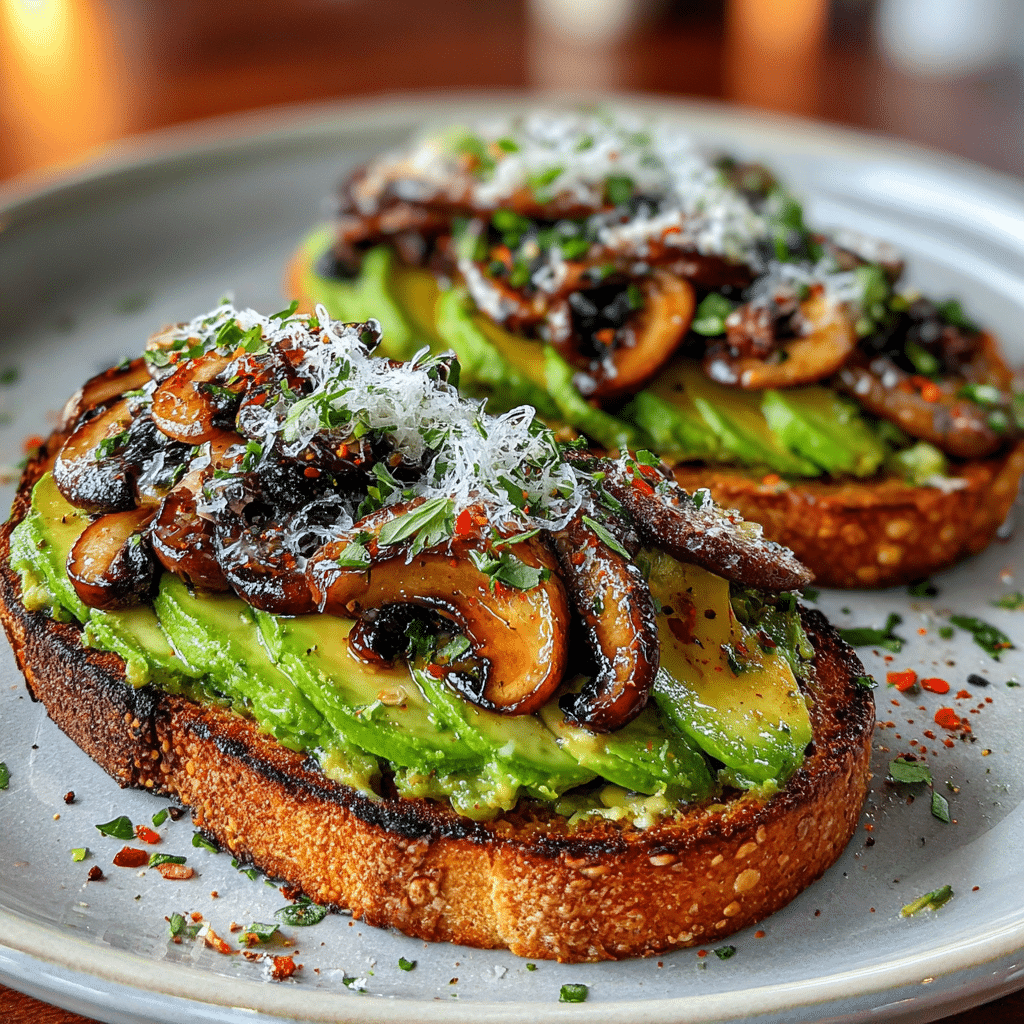 Avocado Garlicky Mushroom Toast