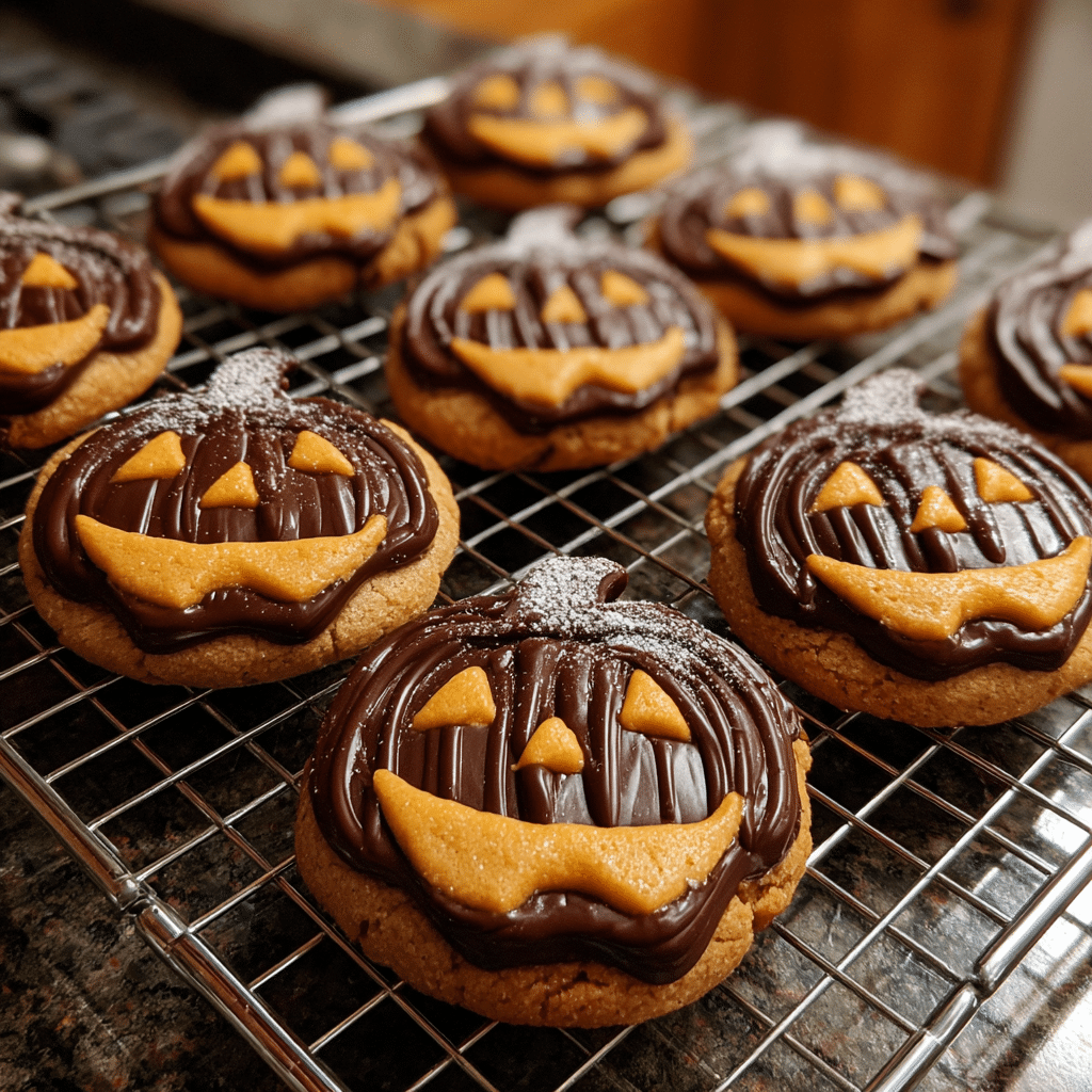 Milk Chocolate Stuffed Jack-O'-Lantern Cookies