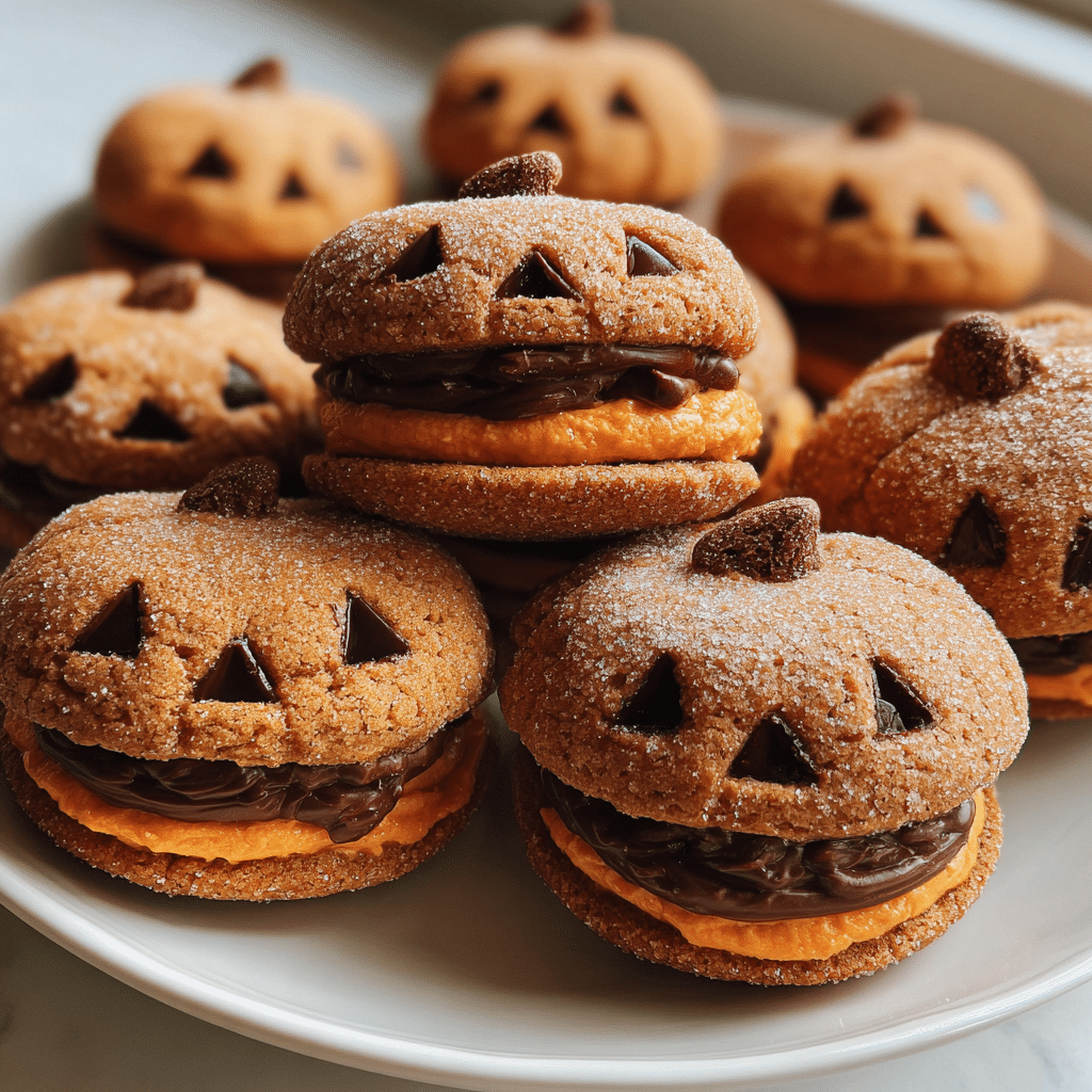 Milk Chocolate Stuffed Jack-O'-Lantern Cookies