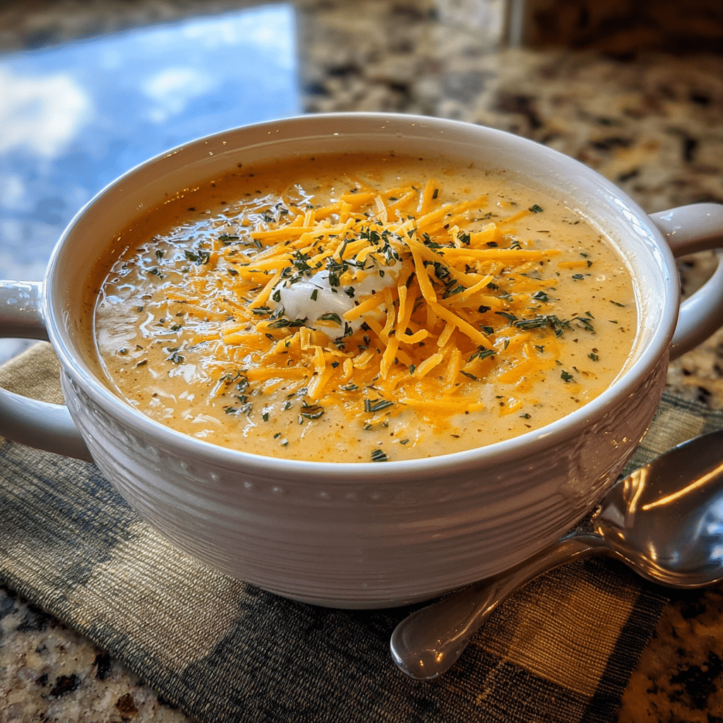 Cheddar Garlic Herb Potato Soup