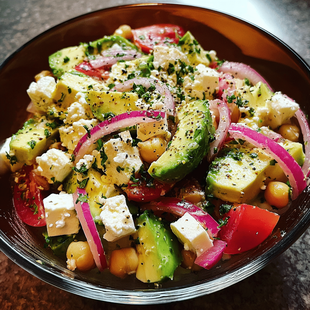 Chickpea Feta Avocado Salad