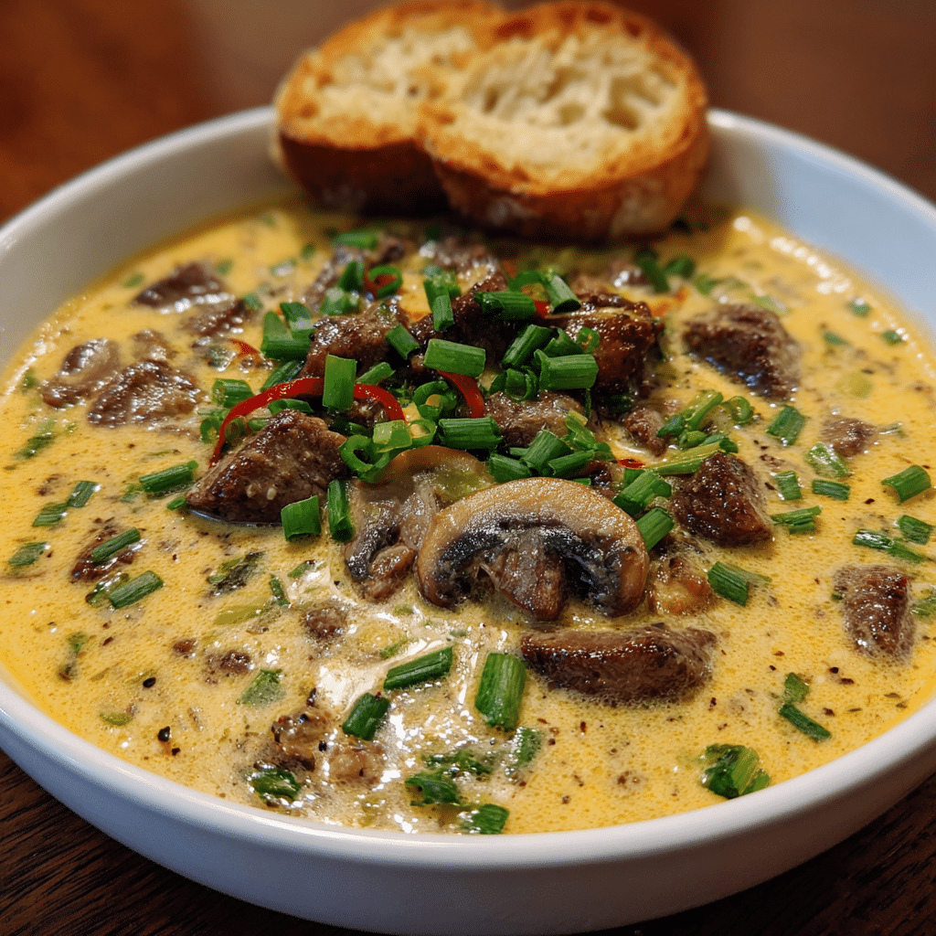 Creamy Philly Cheese Steak Soup