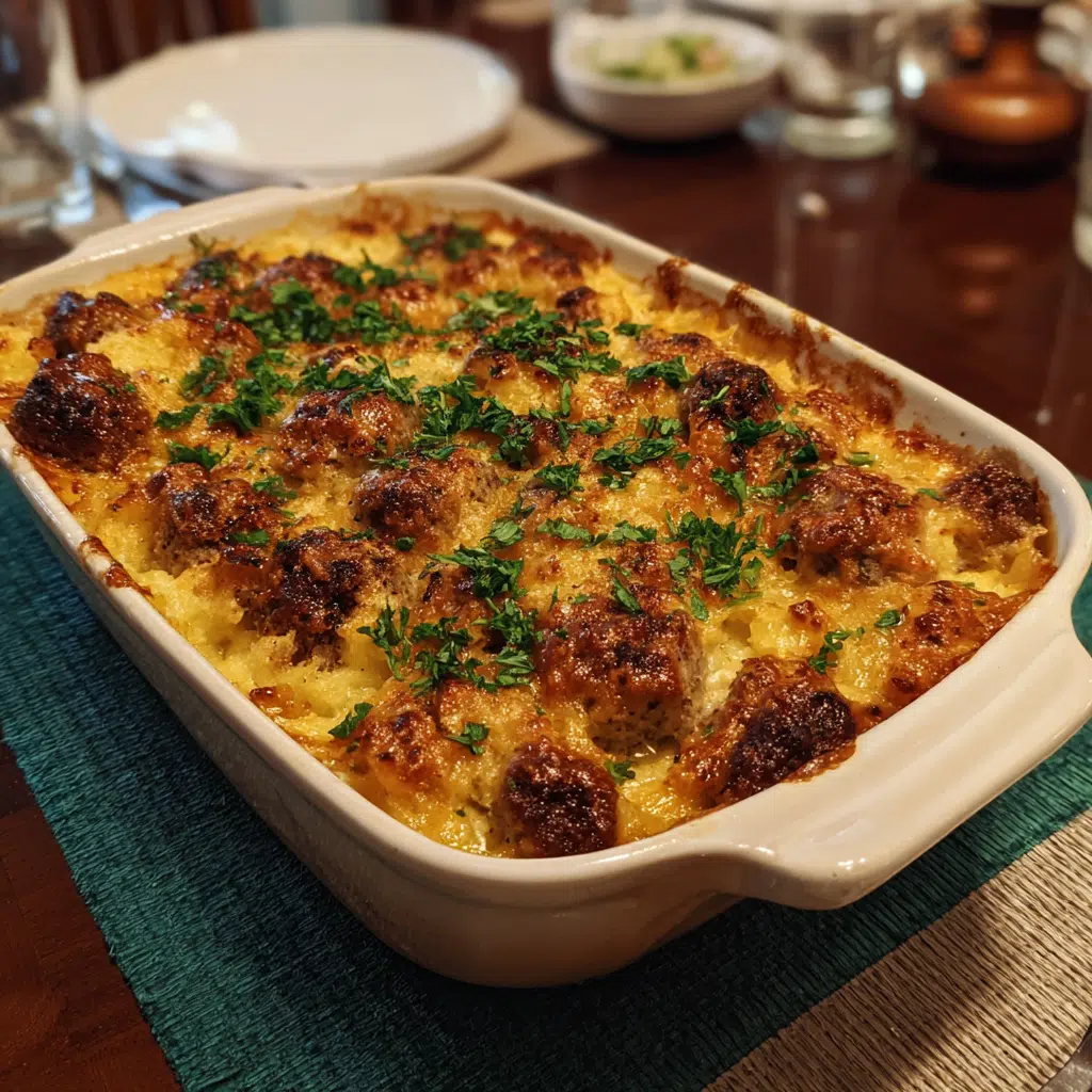 Meatball & Mashed Potato Bake