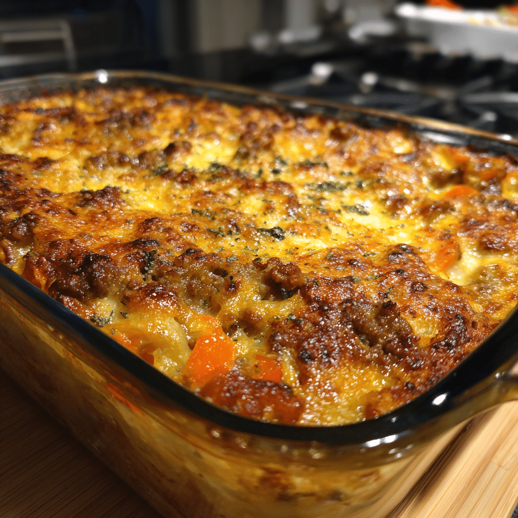 Homemade Cheesy Beef & Vegetable Casserole