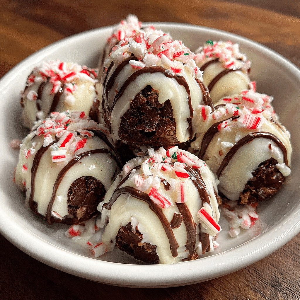 Candy Cane Brownie Bombs Chocolatey
