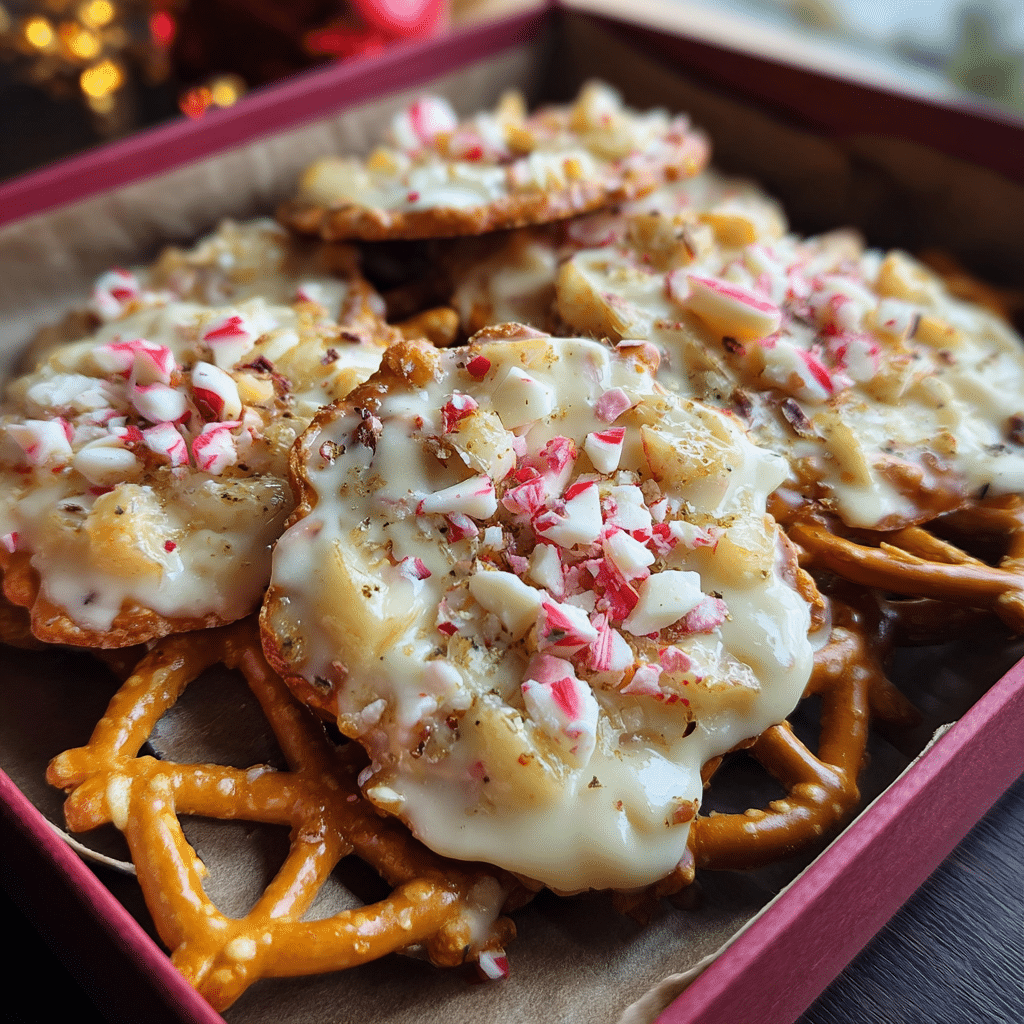 White Chocolate Peppermint Pretzel Crisps