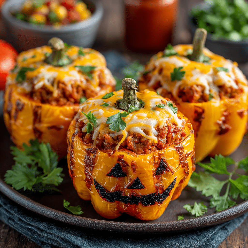 Jack-O'-Lantern Stuffed Peppers
