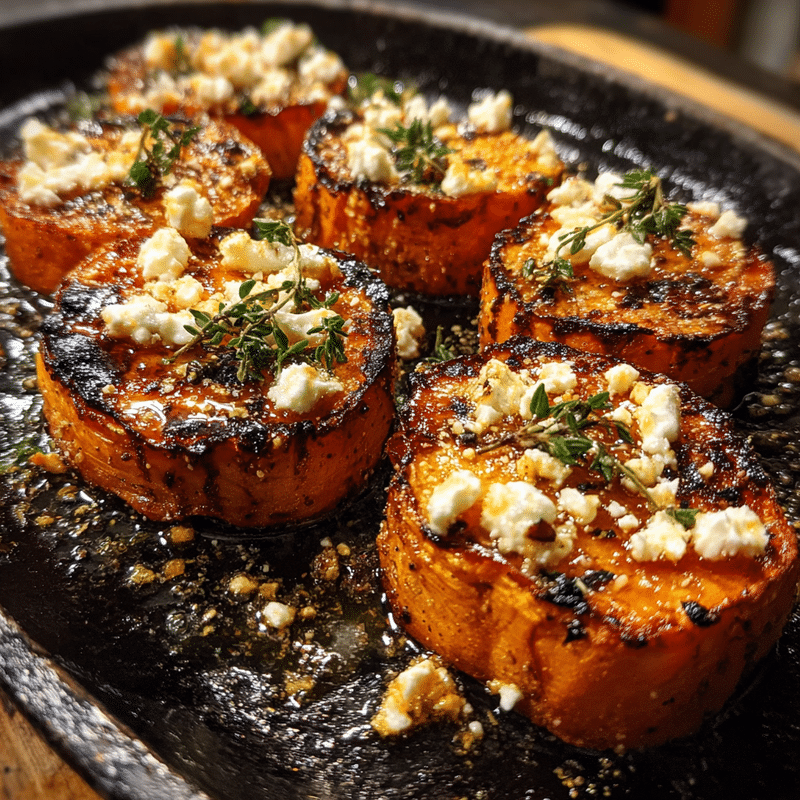 Roasted Sweet Potato Rounds: A Zesty Honey Feta Delight