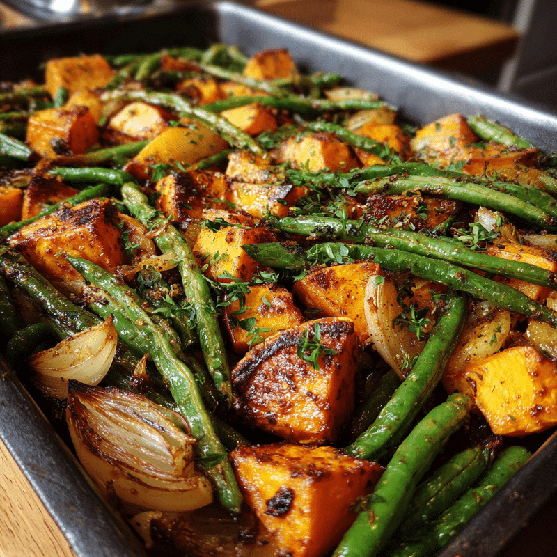 Sweet Potato & Green Bean Tray Bake: Quick One-Pan Magic!