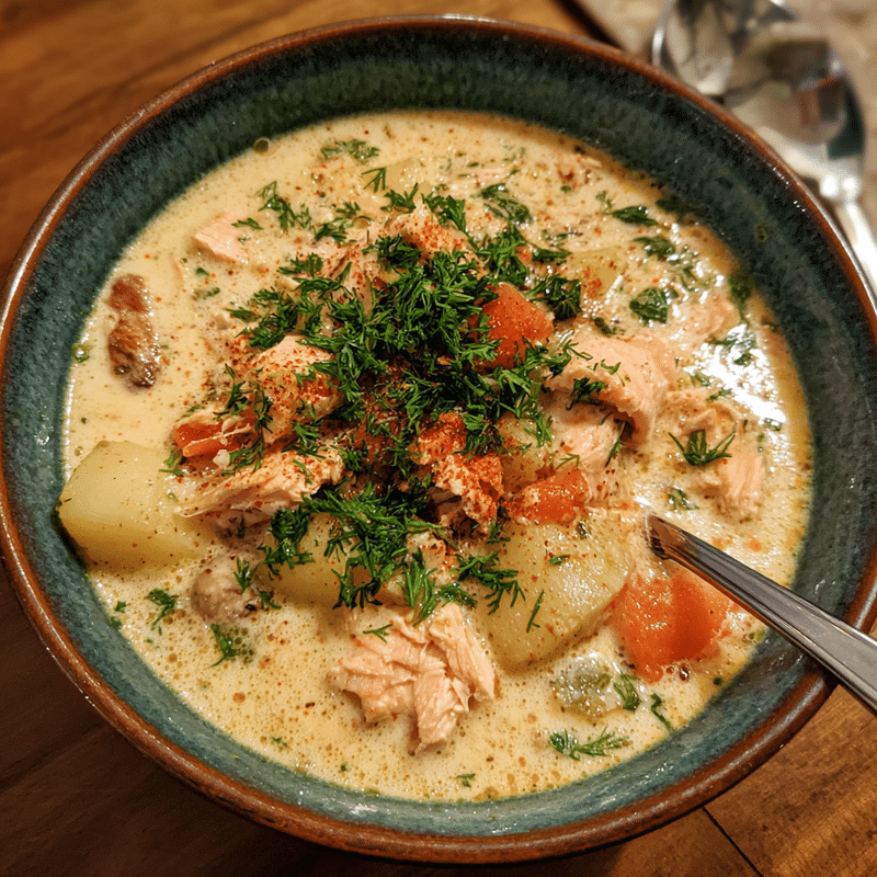 Cozy Salmon Chowder Creamy: A Comforting Bowl of Warmth