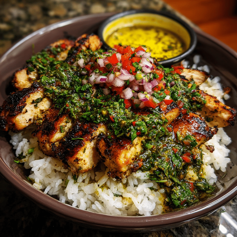 Chimichurri Grilled Chicken Bowl with Garlic Sauce Recipe