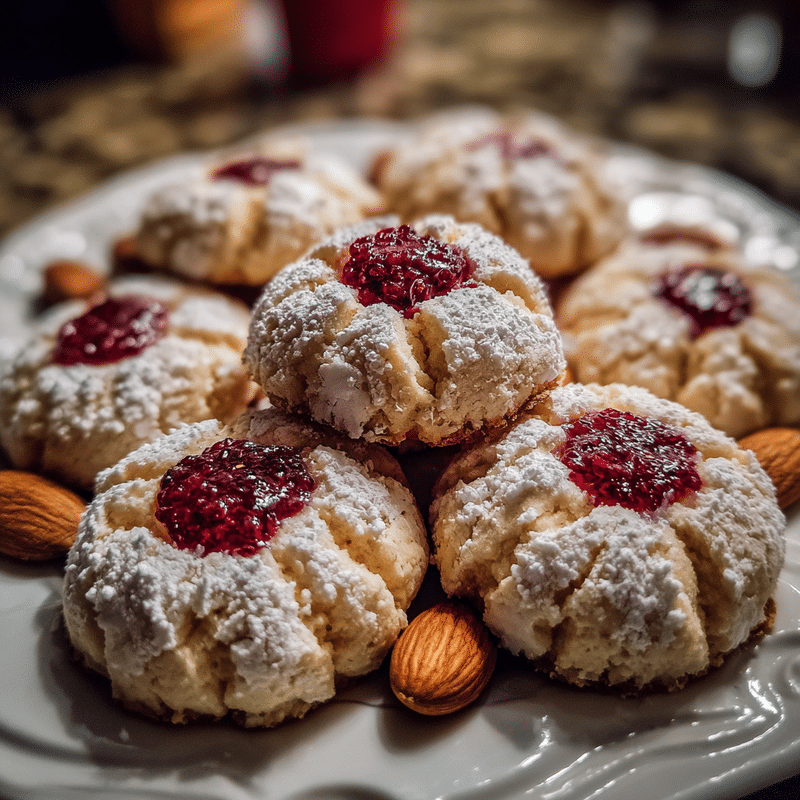 Raspberry-Filled Almond Snow Cookies: A Sweet Winter Treat