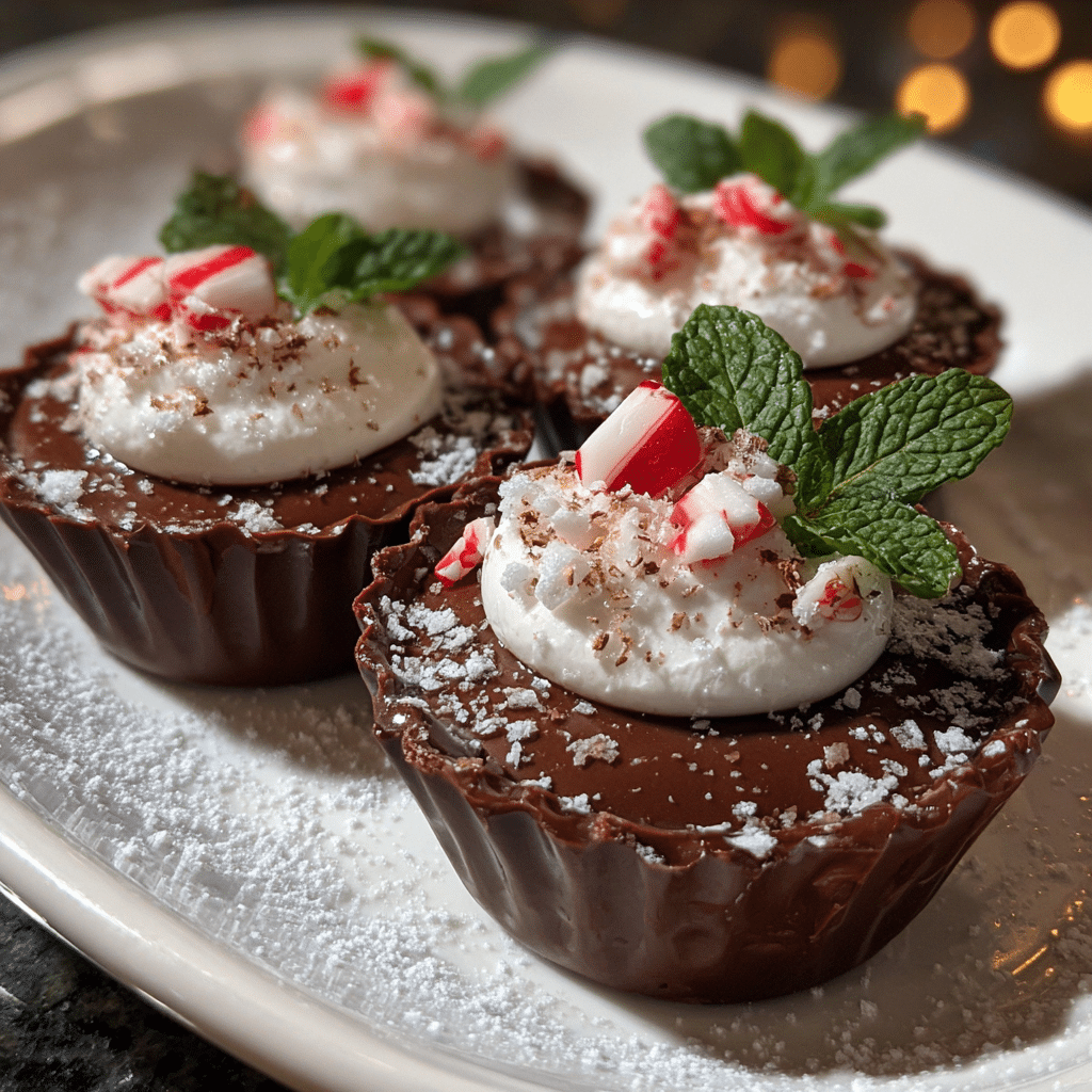 Chocolate Peppermint Mousse Cups