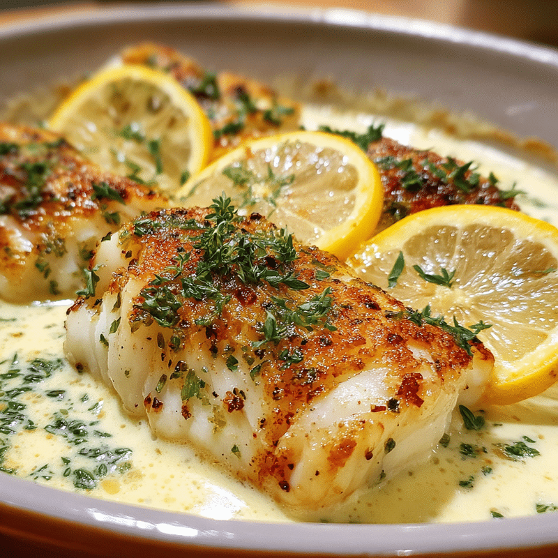 Best Baked Cod in Coconut Lemon Cream Sauce Ever Tasted!