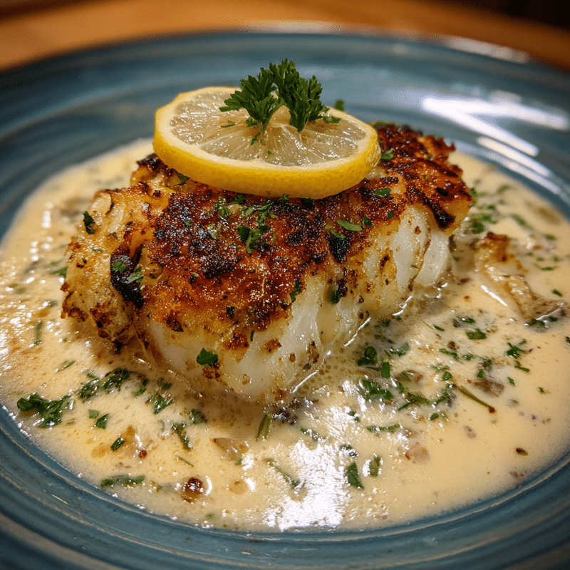Baked Cod in Coconut Lemon Cream Sauce: A Tropical Dinner Delight
