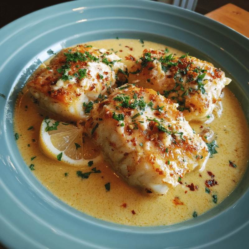 Baked Cod in Coconut Lemon Cream Sauce: A Tropical Dinner Delight