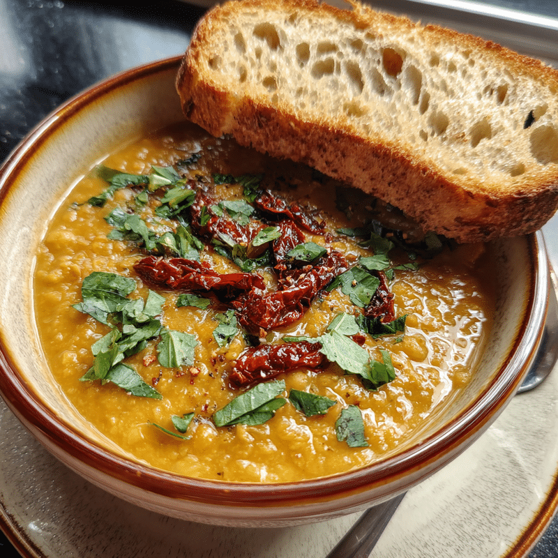 Creamy Lentil Sun-dried Tomato Soup: The Best Cozy Comfort Food
